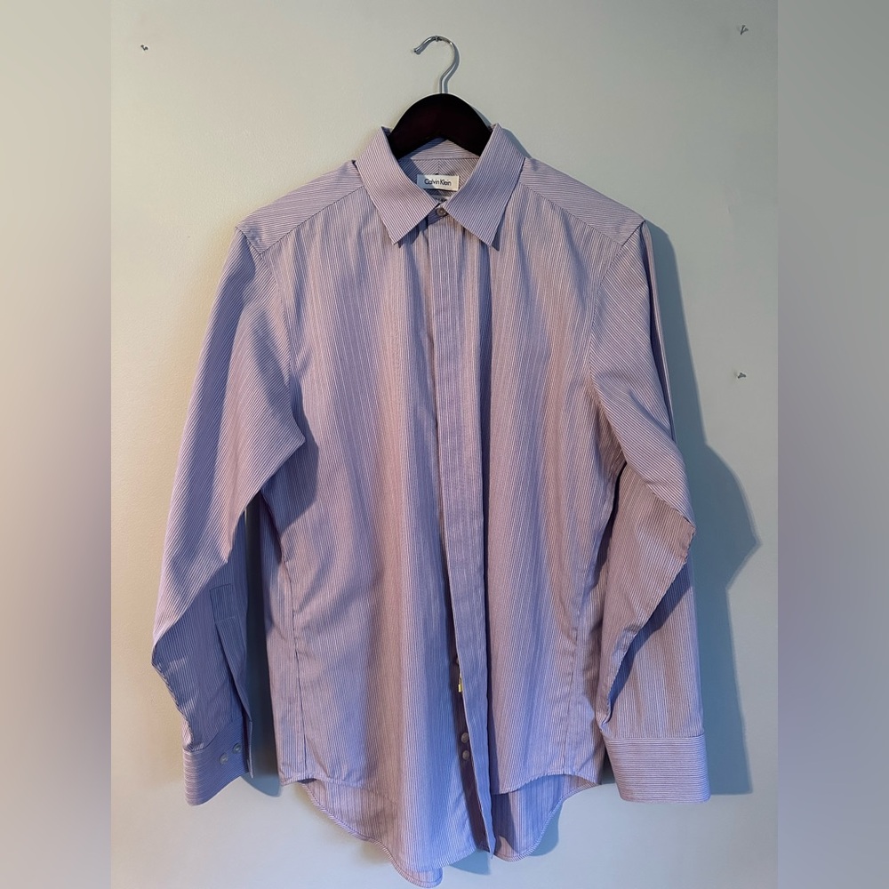 Calvin Klein Purple Dress Shirt, Medium, Non Iron, Slim Fit